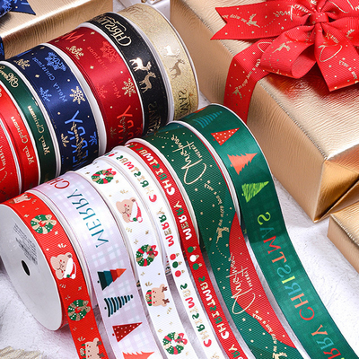 Customized Christmas Packaging Knot Decoration Gift Box Packaging Ribbon Christmas Ribbon Customization