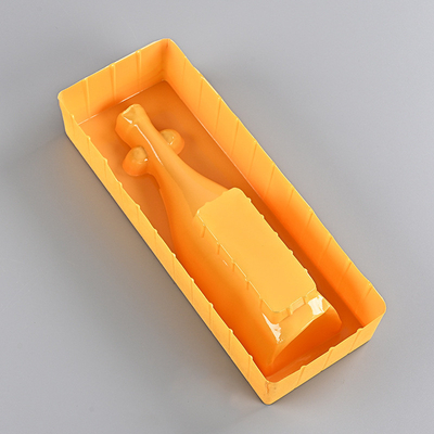 Customized gift pp flocking blister lining tray wine bottle gift box pet packaging with PVC blister wine holder