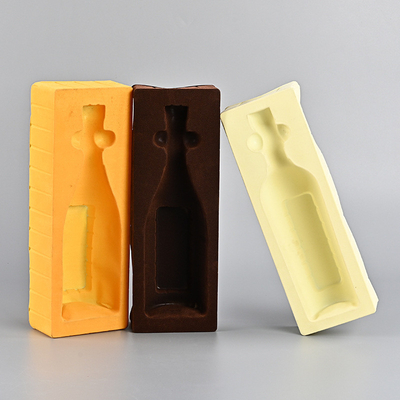 Customized gift pp flocking blister lining tray wine bottle gift box pet packaging with PVC blister wine holder