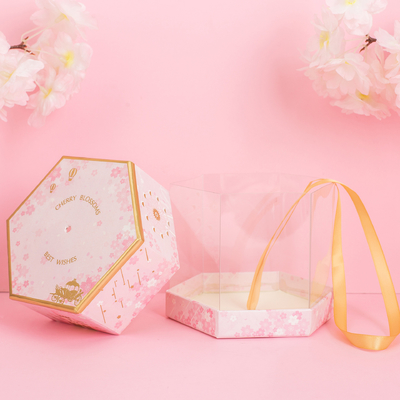 Custom hexagonal transparent gift box Creative Gift box Send girl heart lovely flowers bridesmaid birthday box