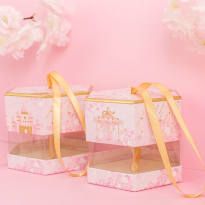 Custom hexagonal transparent gift box Creative Gift box Send girl heart lovely flowers bridesmaid birthday box