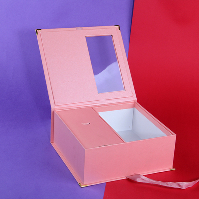 Pink butterfly hand gift box Transparent window large box clamshell gift box custom custom