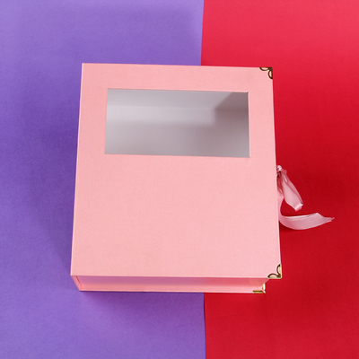 Pink butterfly hand gift box Transparent window large box clamshell gift box custom custom