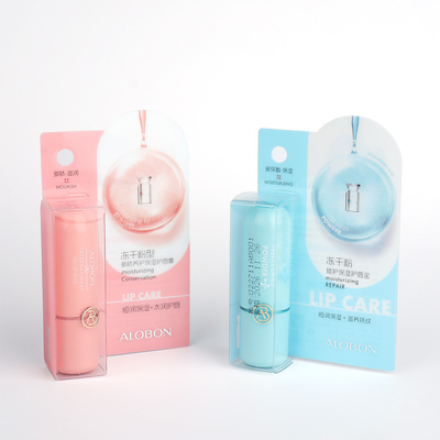 Lip balm blister hot seal paper card printing inner plate transparent PET PVC hot pressure blister box customization